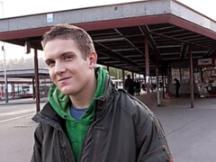 Dude moaning loudly during sideways fucking by the mirror