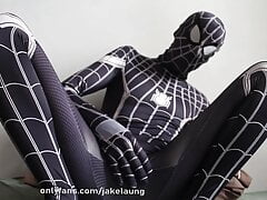 Webcam boy jerking off in Spiderman costume