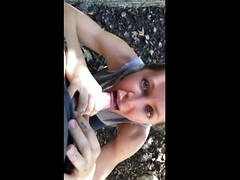 Risky couple having outdoor sex for amateur camera