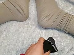 Mister Penis taking off 3 socks and bating my dick barefoot