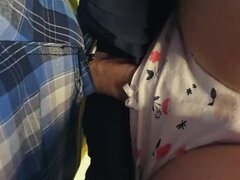 Amateur, Verga grande, Bikini, Al aire libre, Bragas, Público, Tren, Mojado