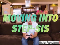 Step-sis Chloe Cherry and Jessy share a steamy creampie in their first XXX video