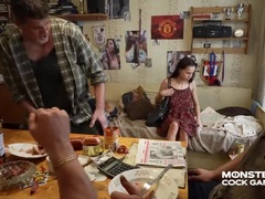 Brutal, Famille, Énorme, Huilée, Chatte, Rasée, Tabou, Adolescente