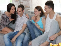 TEEN CHICKS SHARING STIFF DICKS