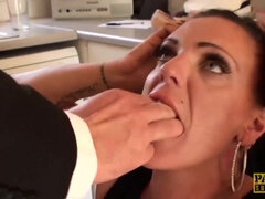 Inked Kinky Sub Deepthroated Before Sex - Bondage