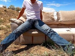Amateur watersports on an old sofa in public with Lapetus