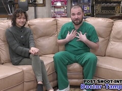 Dr. Tampa gives Brooklyn Rossi her very first gynecological examination ever, using his gloved hands with Nurse Aria Nicole