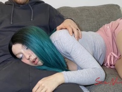 Sleeping on Brother's Lap Turns into Blowjob and Facial