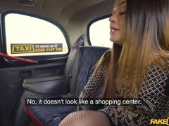 Exotic slut in fishnet tights fucks for a free ride