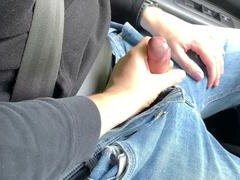 Car handjob, verified couple, fellatio