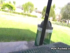 Quickie on the public park bench on a sunny day