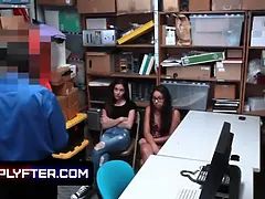 Arielle Faye and Jasmine Summers giving eating cock and drilled