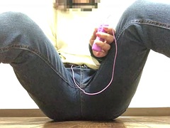 Asiatique, Nana, Doigter, Japonaise, Jeans, Solo, Nénés, Jouets