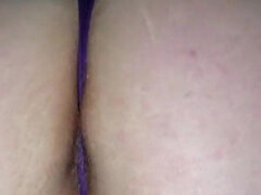 Cougar in purple panty shoots a load rigid