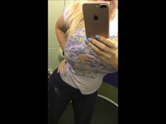 Fitness MILF with huge boobs solo