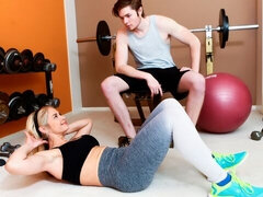 デカ尻, ブロンド, バック, 淫乱熟女, ペニス, スポーツ, ストリッピング, オッパイの