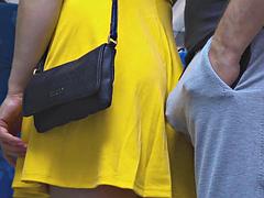 Risky Handjob On Public Transport! Dirty Stranger Cums Using GirlS Hand