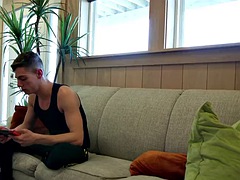 Bring a towel - Donavan brings a towel to his friends stepfather, Dalton - He cant help but watch and join in - Benvi watches and masturbates