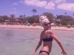 Plage, Blonde, Voiture, Branlette thaïlandaise, Petite amie, Huilée, De plein air, Pov