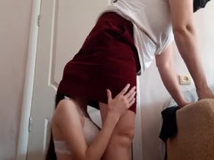 Hot Teacher Skirt Sex - Lesbian Student Caught Licking Ass Under Desk