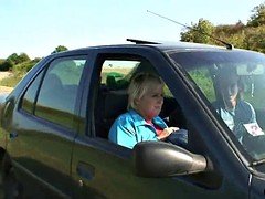 Old granny gets nailed in the car