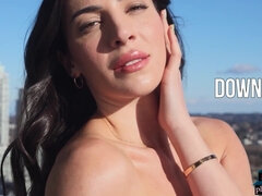 Greek mom babe posing nude on a balcony