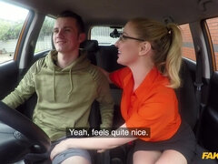 Sexy examinator Georgie Lyall gets eaten out and shagged in the car