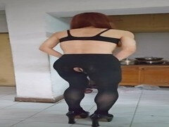 Aziatisch, Grote kont, Chinees, Sperma shot, Masturbatie, Shemale, Alleen, Kousen