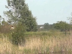 Brunette MILF Solo Masturbation on Wild Beach - Public Nudity & Natural Tits