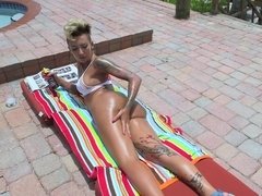 Tattooed slut is fucking her gardener