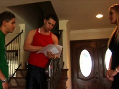 Grosse titten, Blondine, Blasen, Vollbusig, Spermaladung, Milf, Natürlichen titten, Flotter dreier