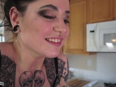 Fava Beans and Nice Amber - tattooed mature gagged in lesbian femdom