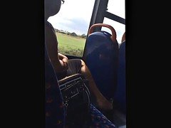 Candid Flats Dangling Shoeplay in Nylons on Train