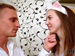 18, 中出し, Hd, 小柄, オマンコ, 剃毛, ティーン, オッパイの