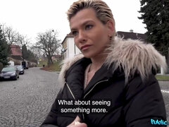 Short-haired MILF with fake boobs gets fucked in the hotel room