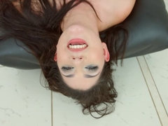 Blasen, Dildo, Hundestellung, Kleid, Aufs gesicht abspritzen, Frau, Orgasmus, Rasiert