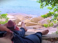 Leie, Strand, Besamung, Spermaladung, Handjob, Masturbation, Im freien, Überraschung
