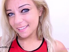 Leie, Blondine, Blasen, Einschiebung, Orgasmus, Pov, Ablutschen, Spielzeuge