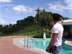 Sexy pornstar Avy gets a poolside fuck