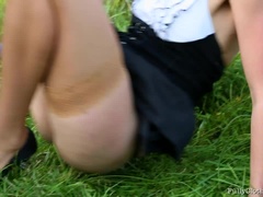 Blonde, Clothed, Cumshot, Nude, Outdoor, Stockings, Whore