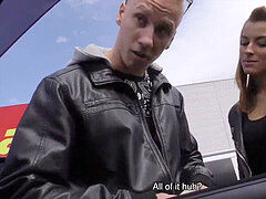 HUNT4K. hotwife permits blond girl Victoria Daniels touch strangers dick for cash