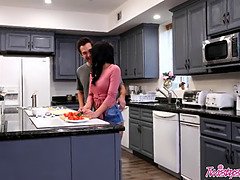 Gina Valentina gets her big tits fucked hard & takes a load in her mouth