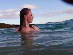 素人, ビーチ, 顔射, 彼女, ヌード, アウトドア, 公共, オッパイの
