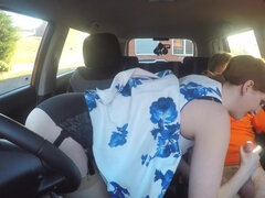 Big tits, Blowjob, Car, Doggystyle, Facial, Hd, Redhead, Slut