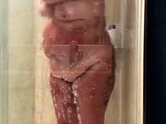 Fat mature in the shower