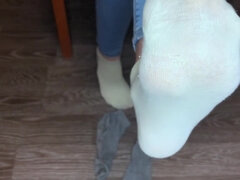 Teen Girl Shows Her Socks And Foot