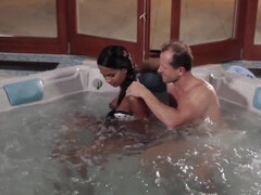 Porn video of moaning whore who is fucked by homeowner in jacuzzi