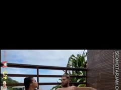 デカチン, ビキニ, ブロンド, 巨乳な, 自家製, アウトドア, プール, ハメ撮り