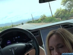 Jodi West shows the benefits of having a self driving Tesla