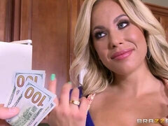 Grosser arsch, Grosser schwanz, Grosse titten, Blasen, Hundestellung, Küche, Geld, Titten